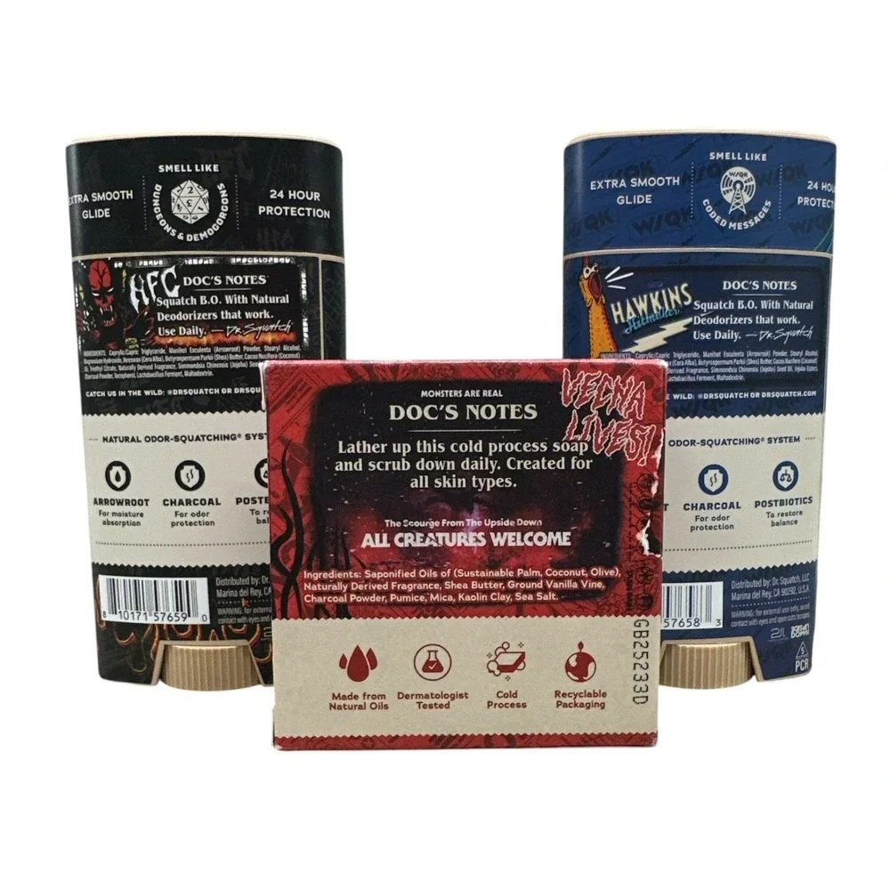 Dr Squatch Stranger Things Hellfire & Beyond Squawk Signal Deodorants Vecna Soap